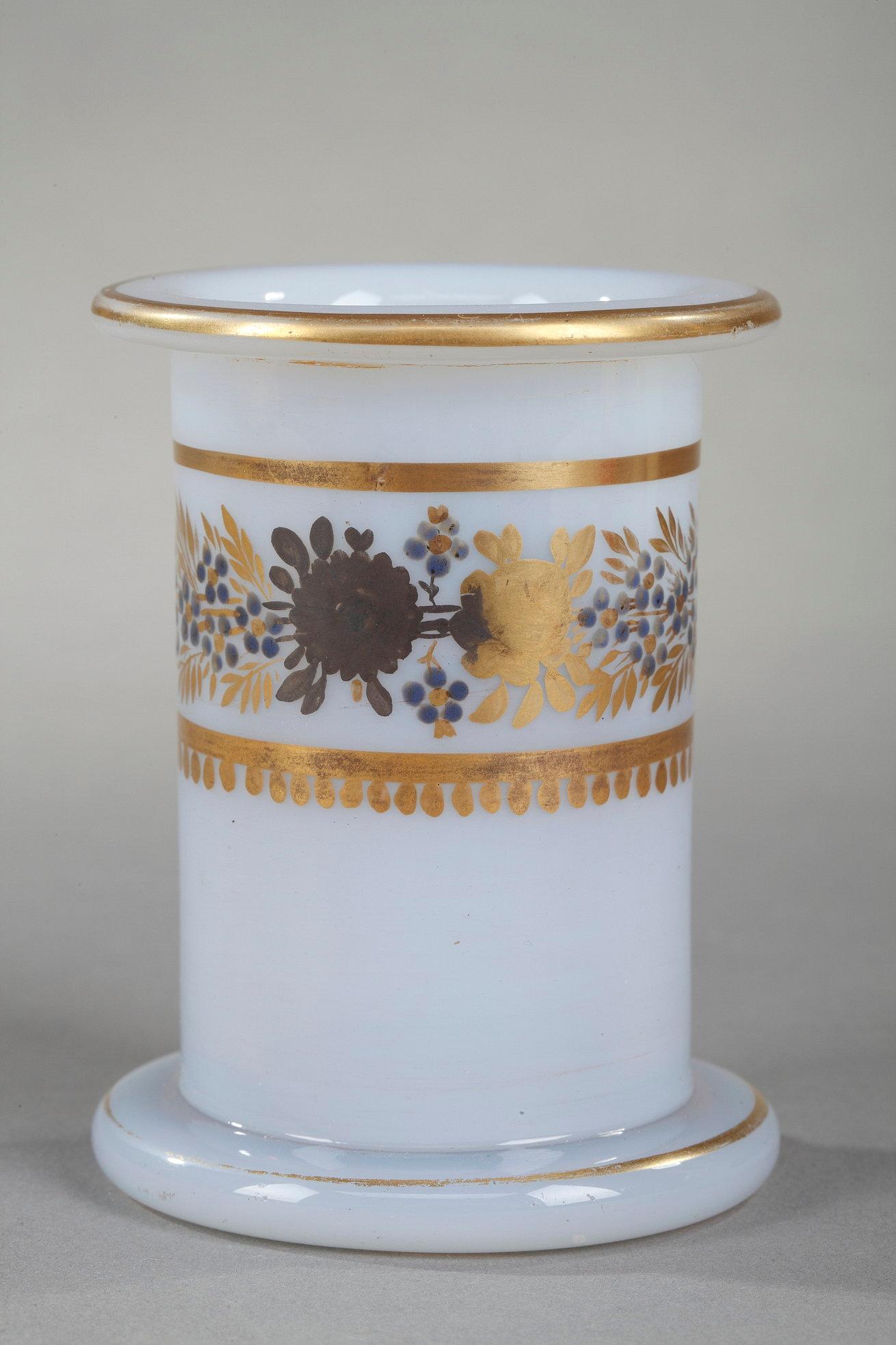 White Opaline Service with Black and Gold Decoration For Sale 7