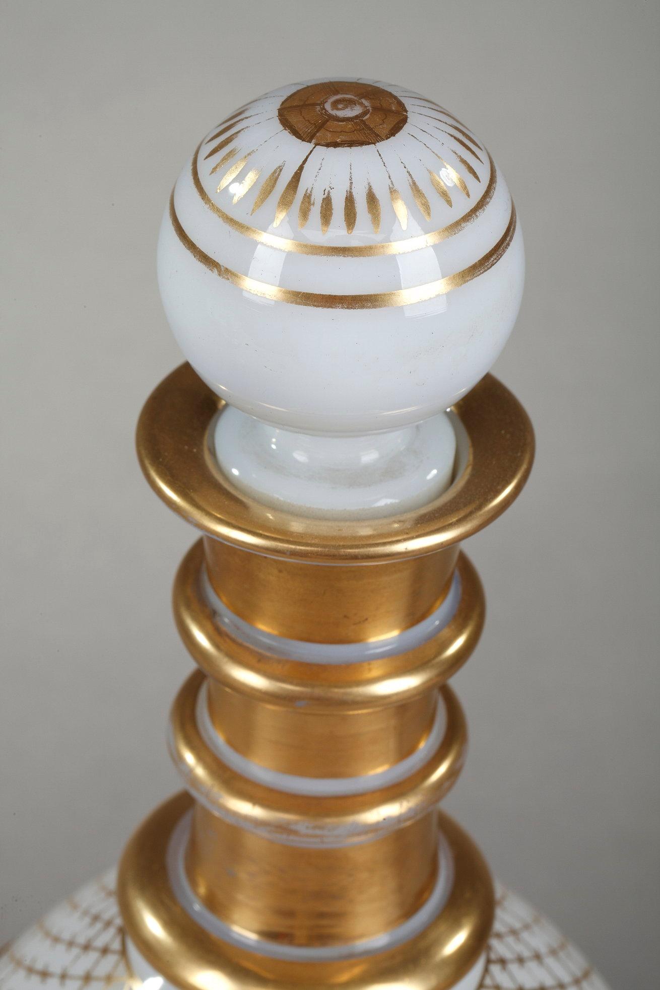 White Opaline Service with Black and Gold Decoration For Sale 2