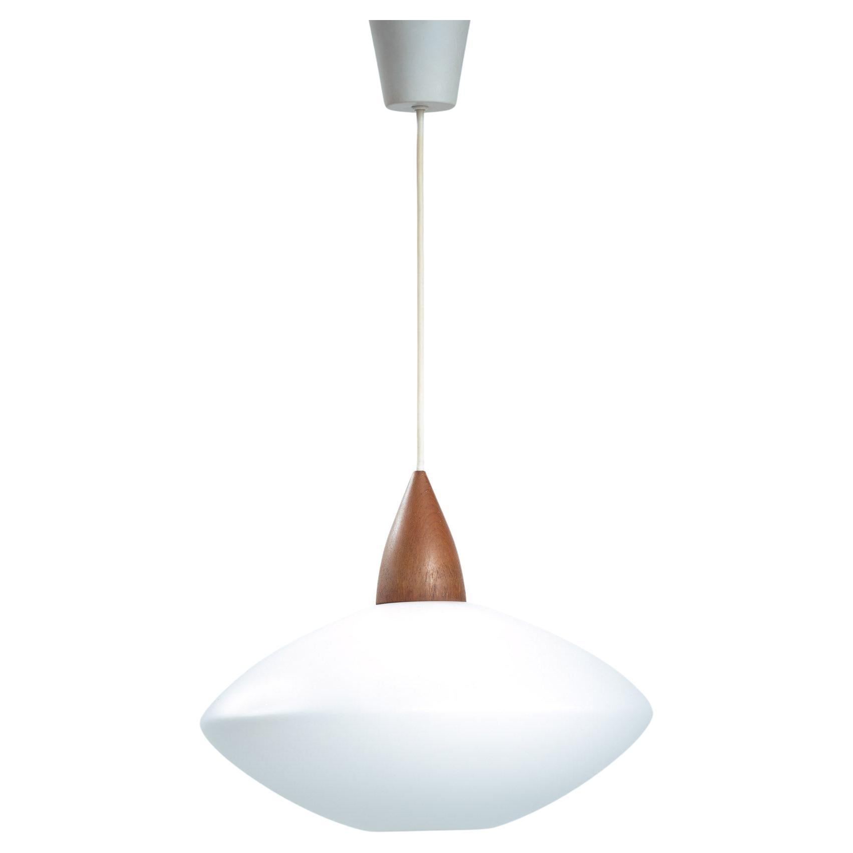 white opaline teak pedant Uno & Östen Kristiansson en venta