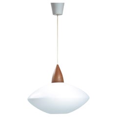 white opaline teak pedant Uno & Östen Kristiansson