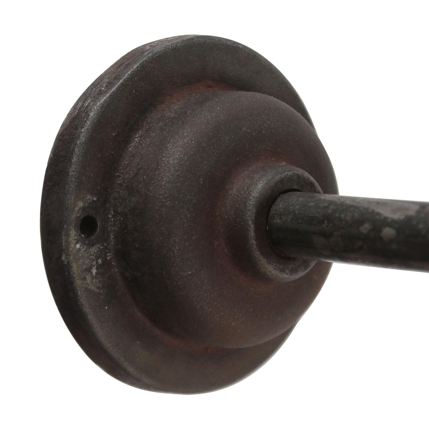 White Opaline Vintage Industrial Cast Iron Brass Scones Wall Lights 3
