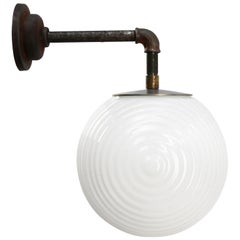 White Opaline Vintage Industrial Cast Iron Scones Wall Lights White Opaline Vintage Industrial Cast Iron Scones Wall Lights