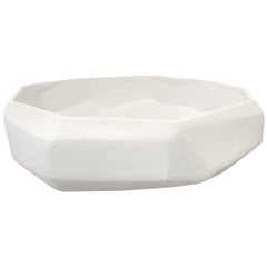 White Opaque Cube Shape Glass Bowl, Romania, Contemporary