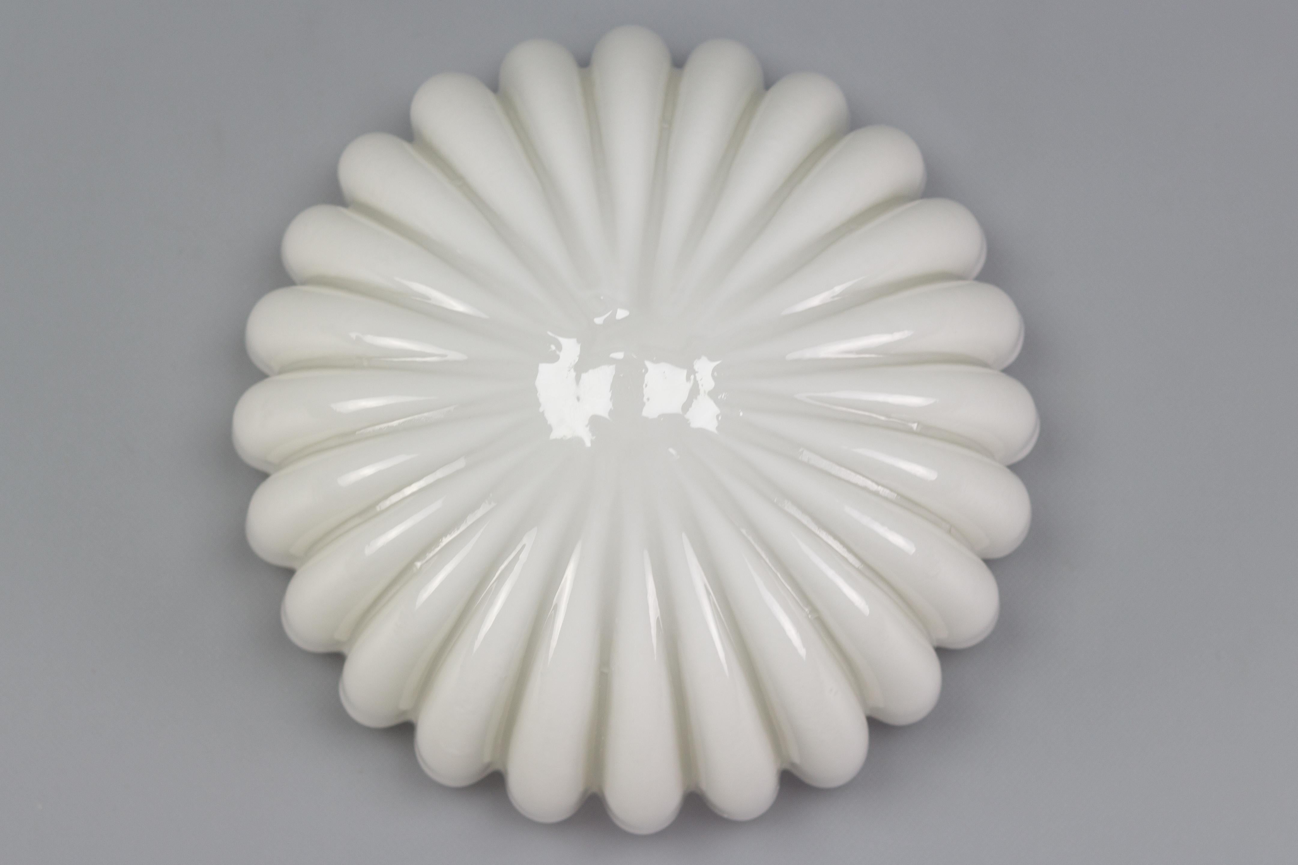 White Opaque Glass Flush Mount by Doria Leuchten, 1960s 10