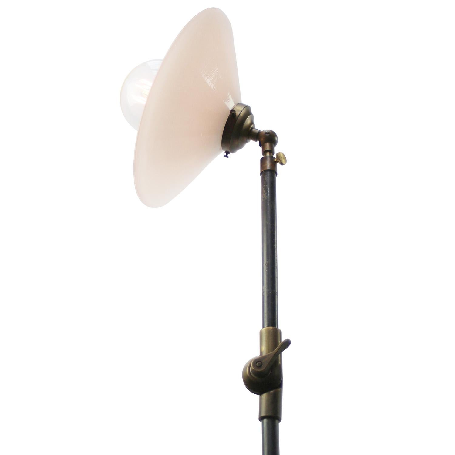 20th Century White Opline Vintage Cast Iron & Brass Floor Lamps For Sale