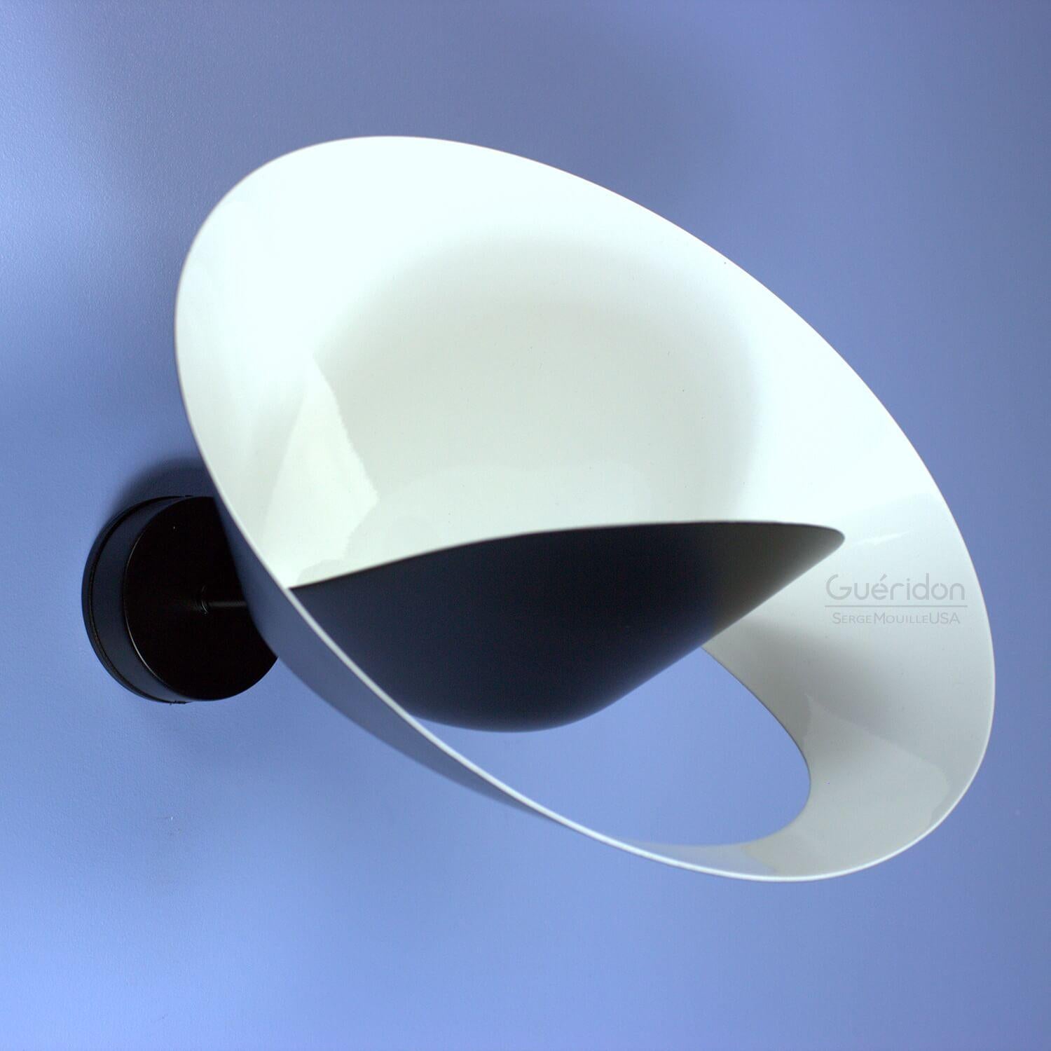 Painted Serge Mouille - 2 White or Black Saturn Sconces For Sale