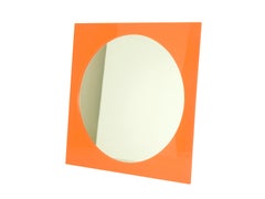 Orange Methacrylate Square Mirror 4724/5 by G. Stoppino for Kartell