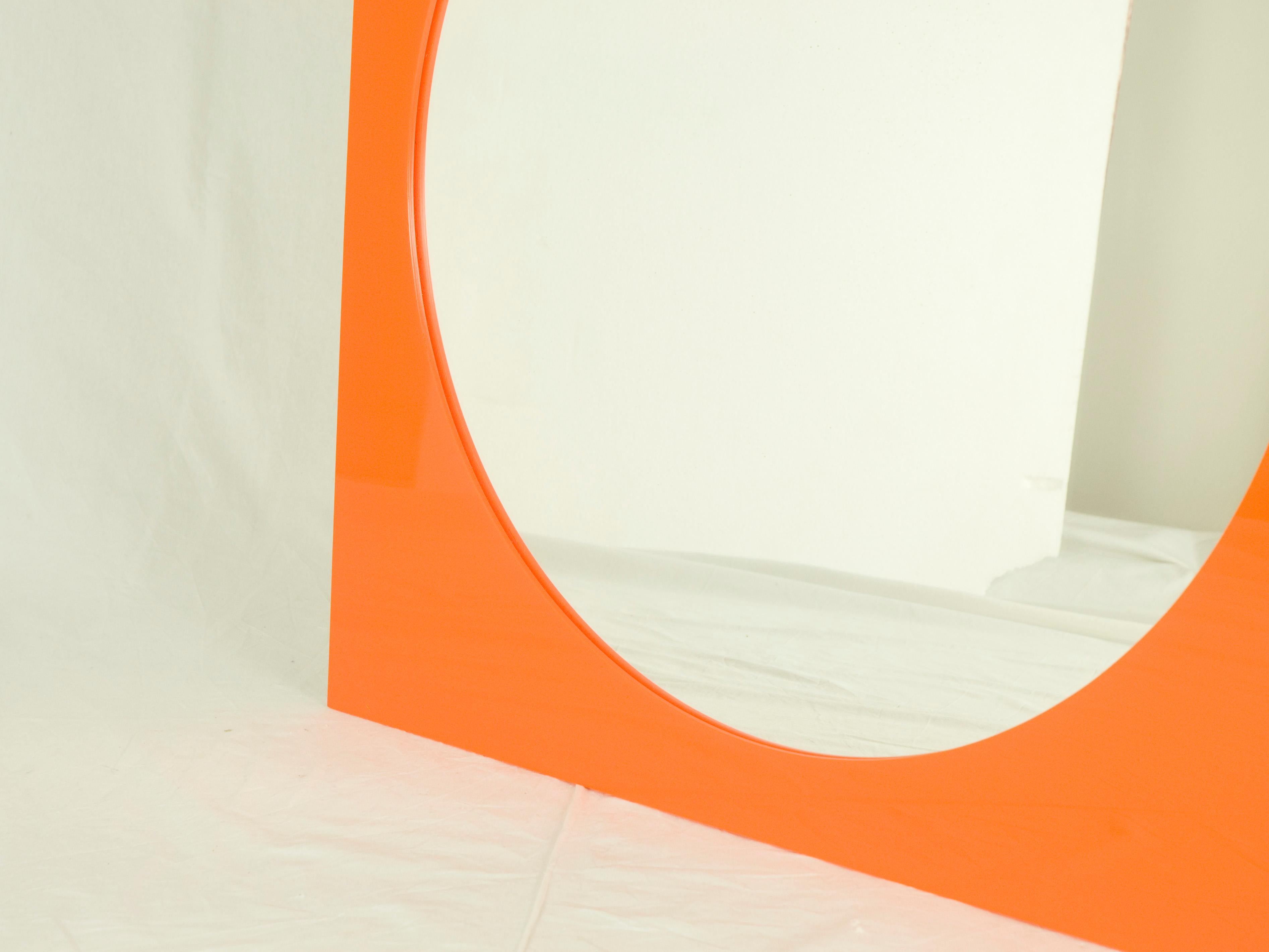 Orange Methacrylate Square Mirror 4724/5 by G. Stoppino for Kartell In Good Condition In Varese, Lombardia
