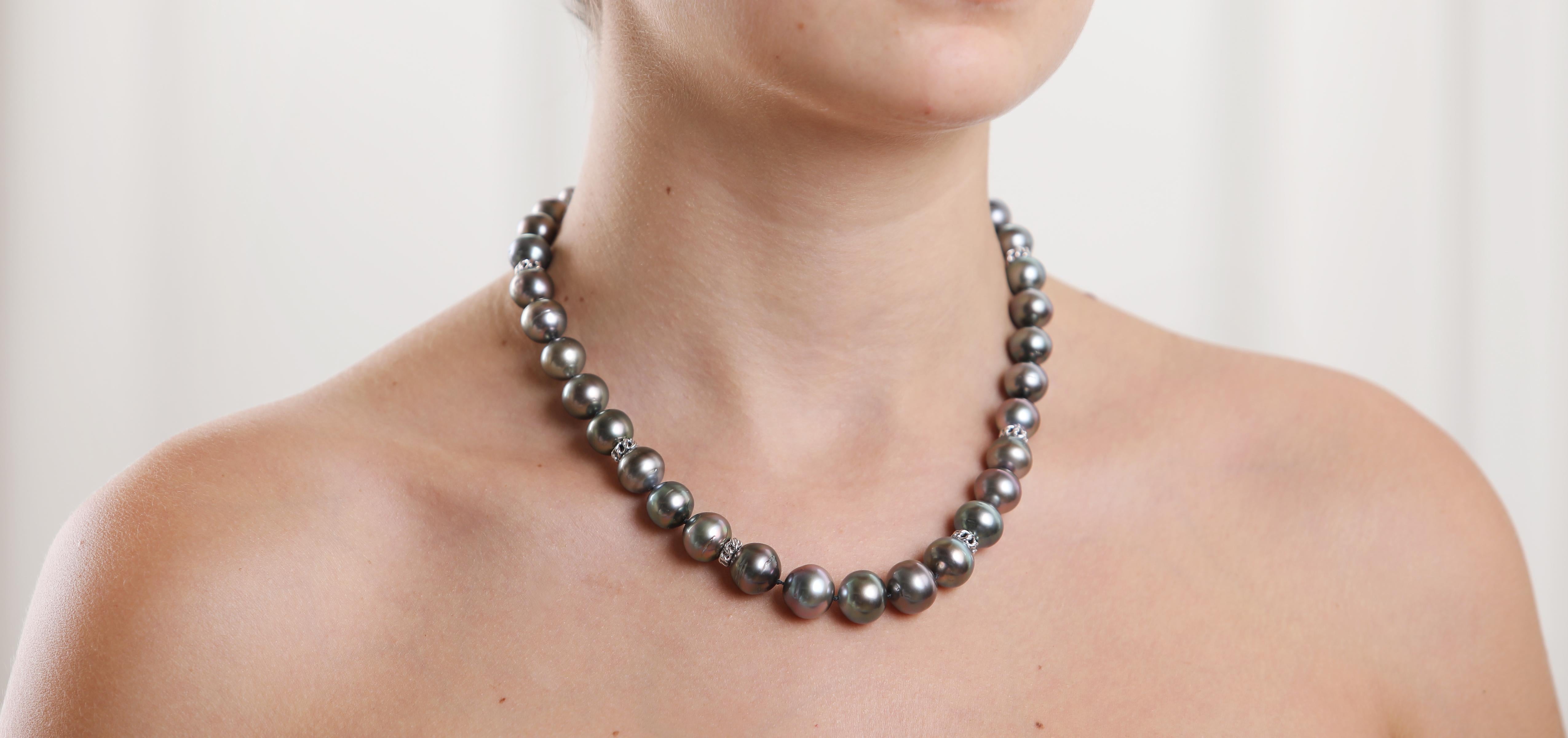 White Orchid Studio Refined Power Black South Sea Pearls Gold Necklace In New Condition In Athens, GA