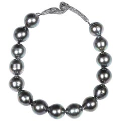 Bracelet: Black South Sea Pearls, Diamonds, and Gold 
