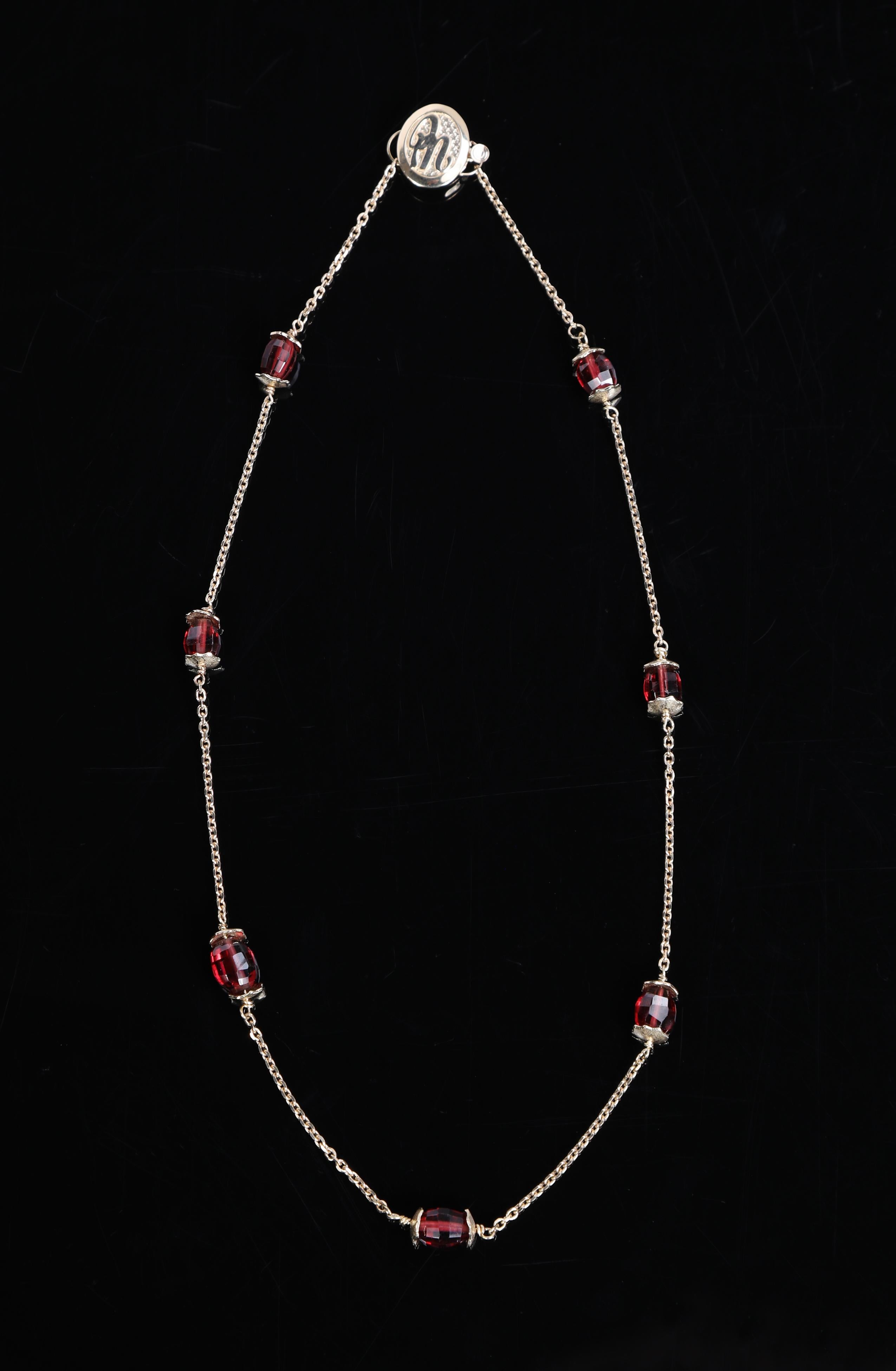 Women's or Men's Wine and Gold 2: Choker Necklace-Almandine Garnet Gold