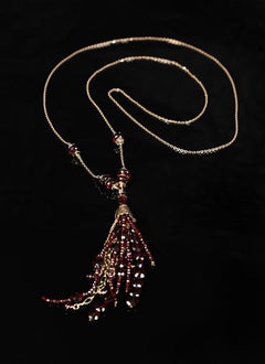 Tassel Necklace:  Garnet and Gold