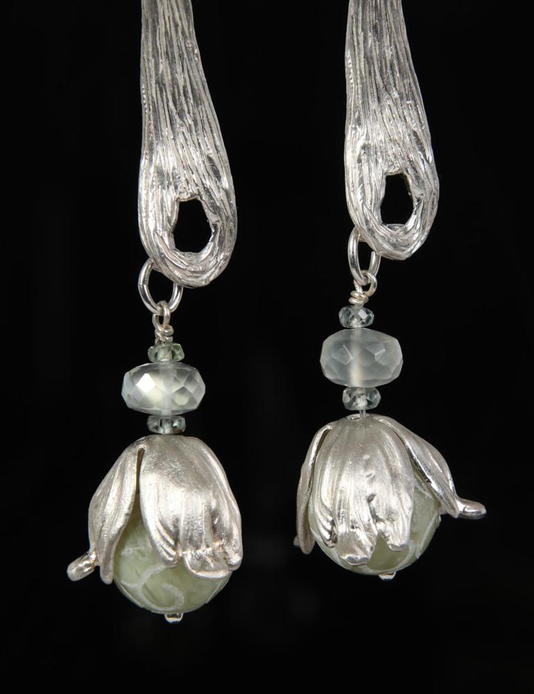 moonstone long dangle earrings silver