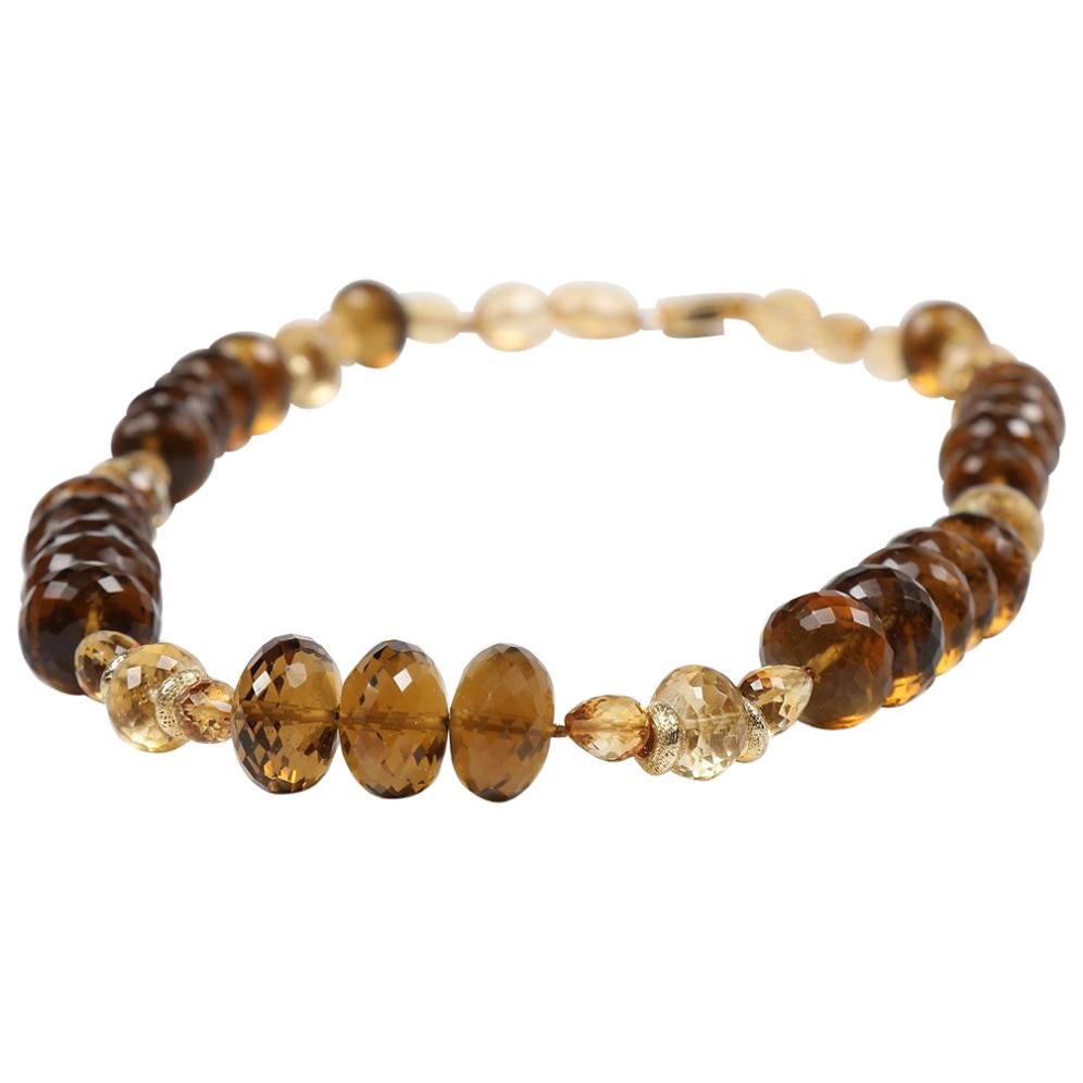 Whiskey Quartz, Citrine, and Gold Necklace