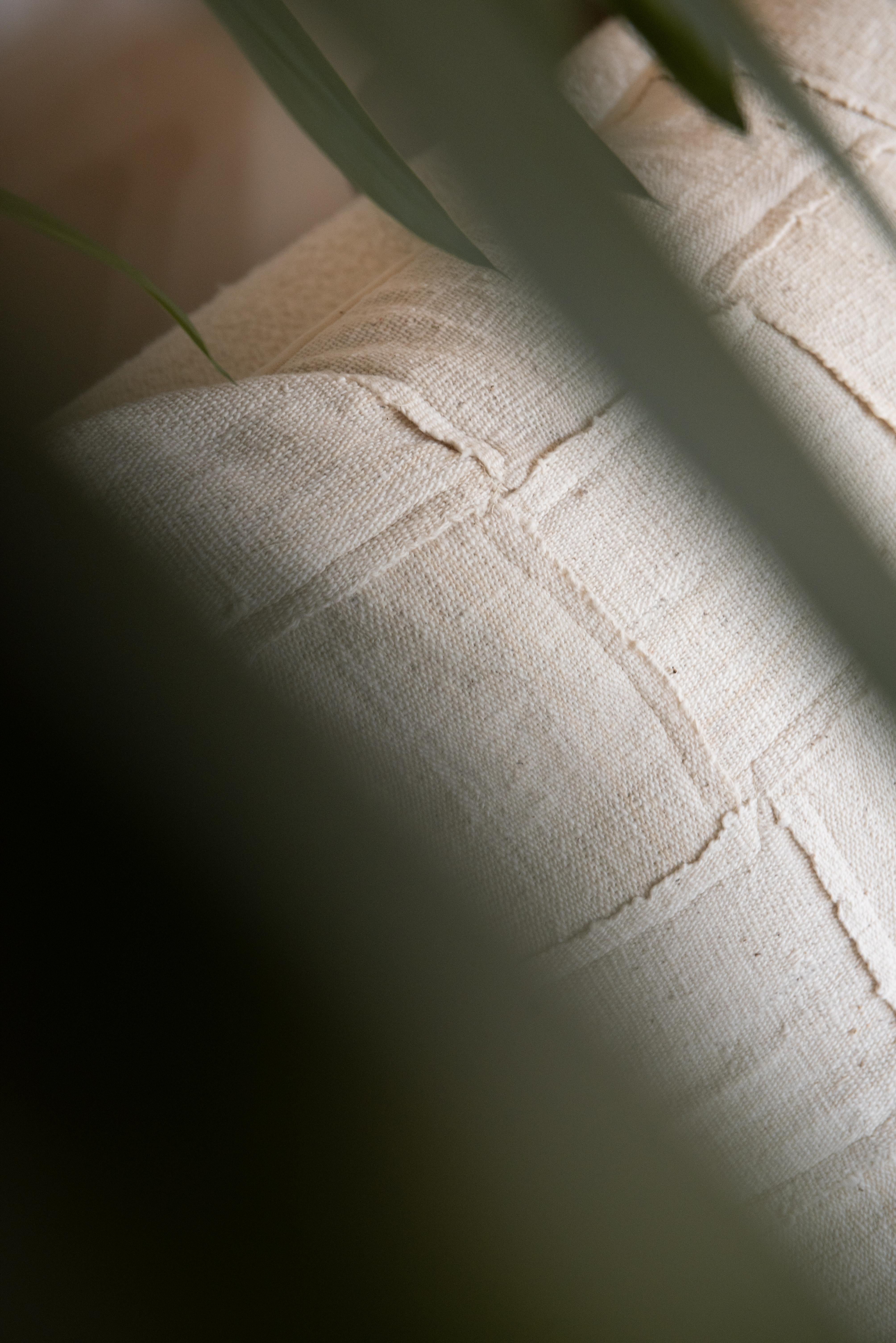 Dutch White Organic Cushion Cover Handwoven in Mali For Sale