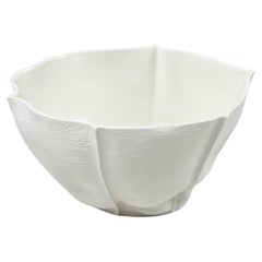 White Organic Porcelain Kawa Bowl, Small, Leather Cast Ceramic Kawa Bowl