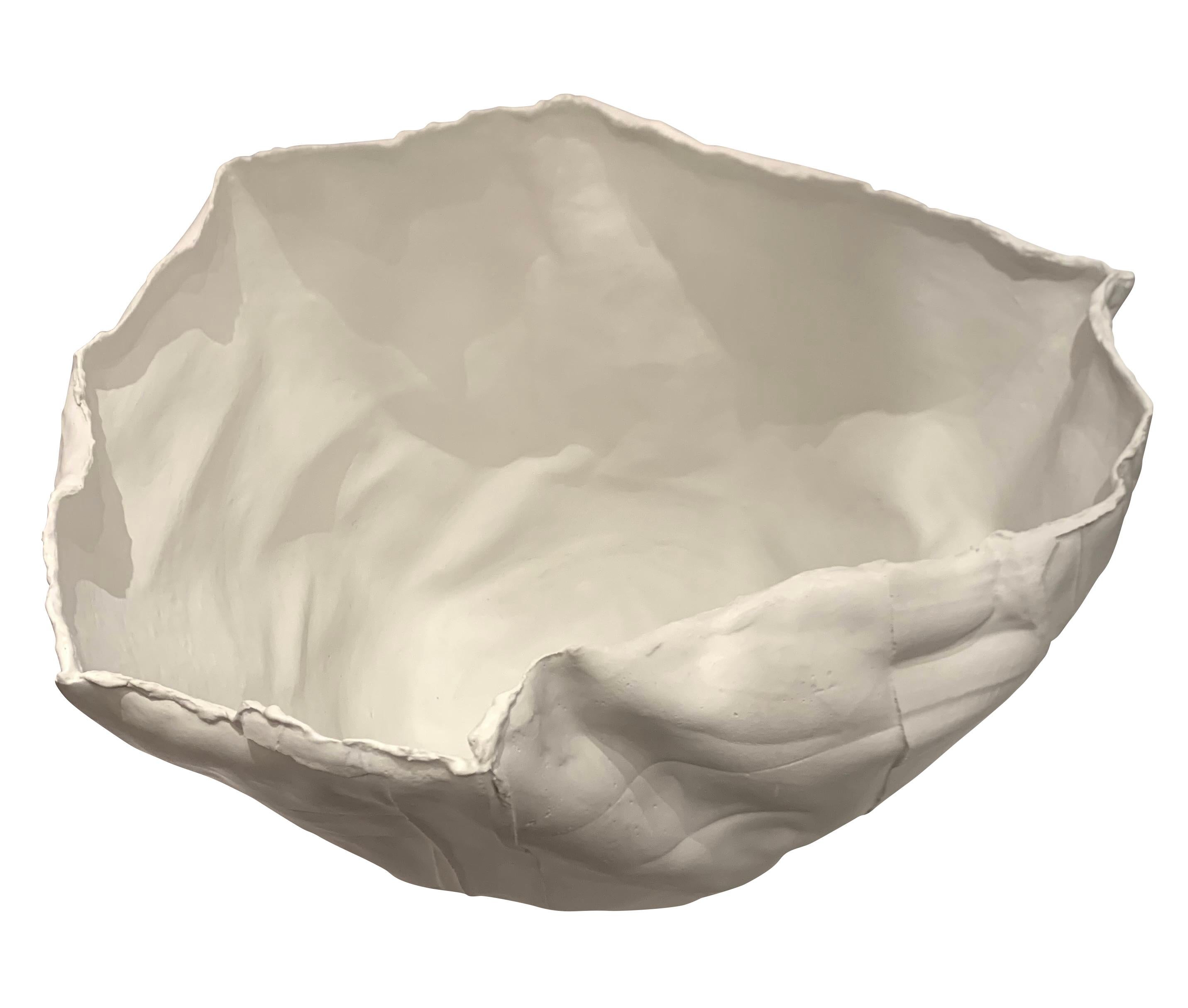 Italian white porcelain bowl with wide rib textured design.
Free form organic shape.
 