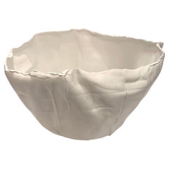 White Organic Shape Textured Bowl, Italy, Contemporary