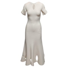 White Oscar de la Renta Short Sleeve Fluted Dress Size US S/M