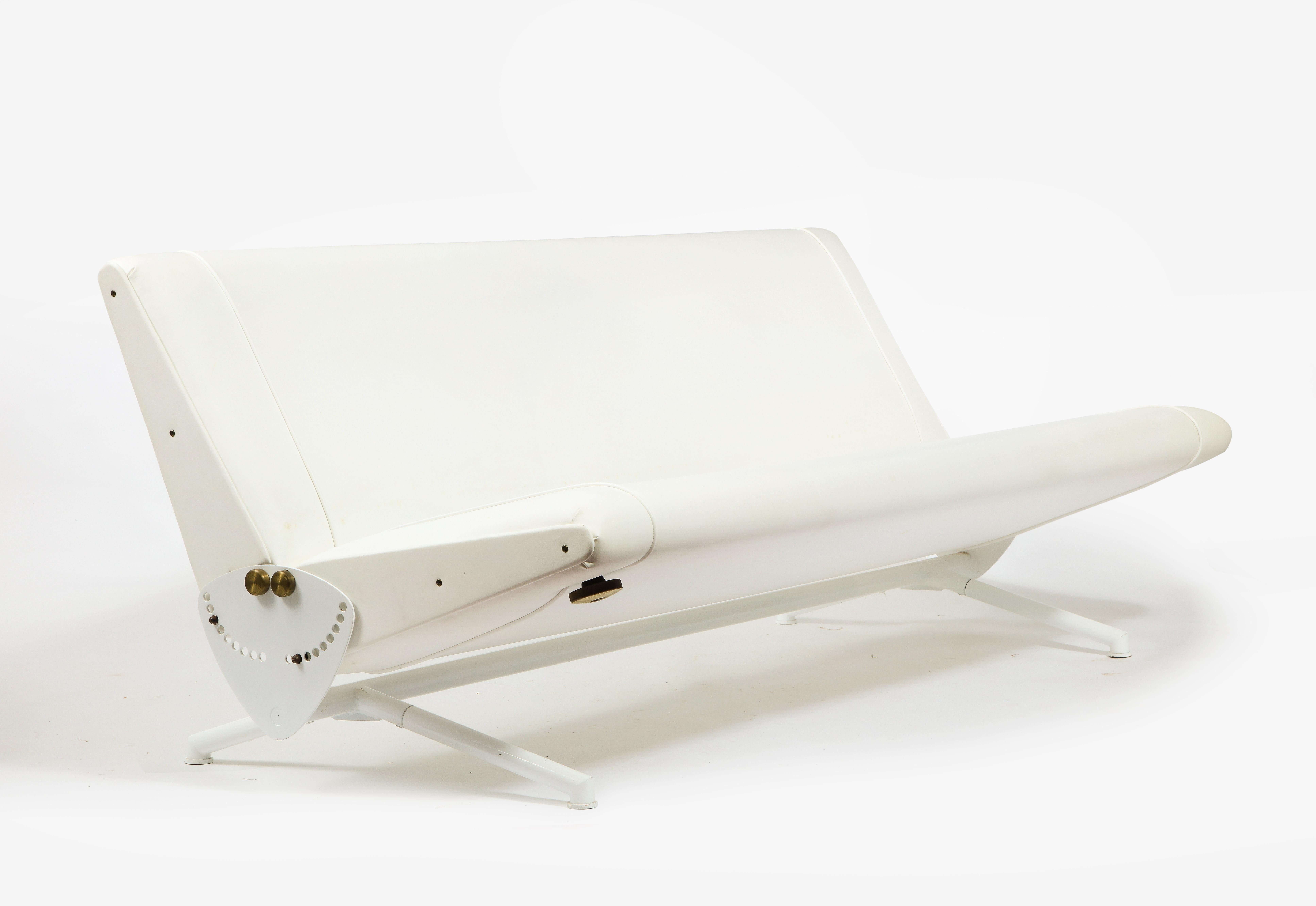 Faux Leather Osvaldo Borsani White D70 Armless Sofa for Tecno, Italy 1950's For Sale