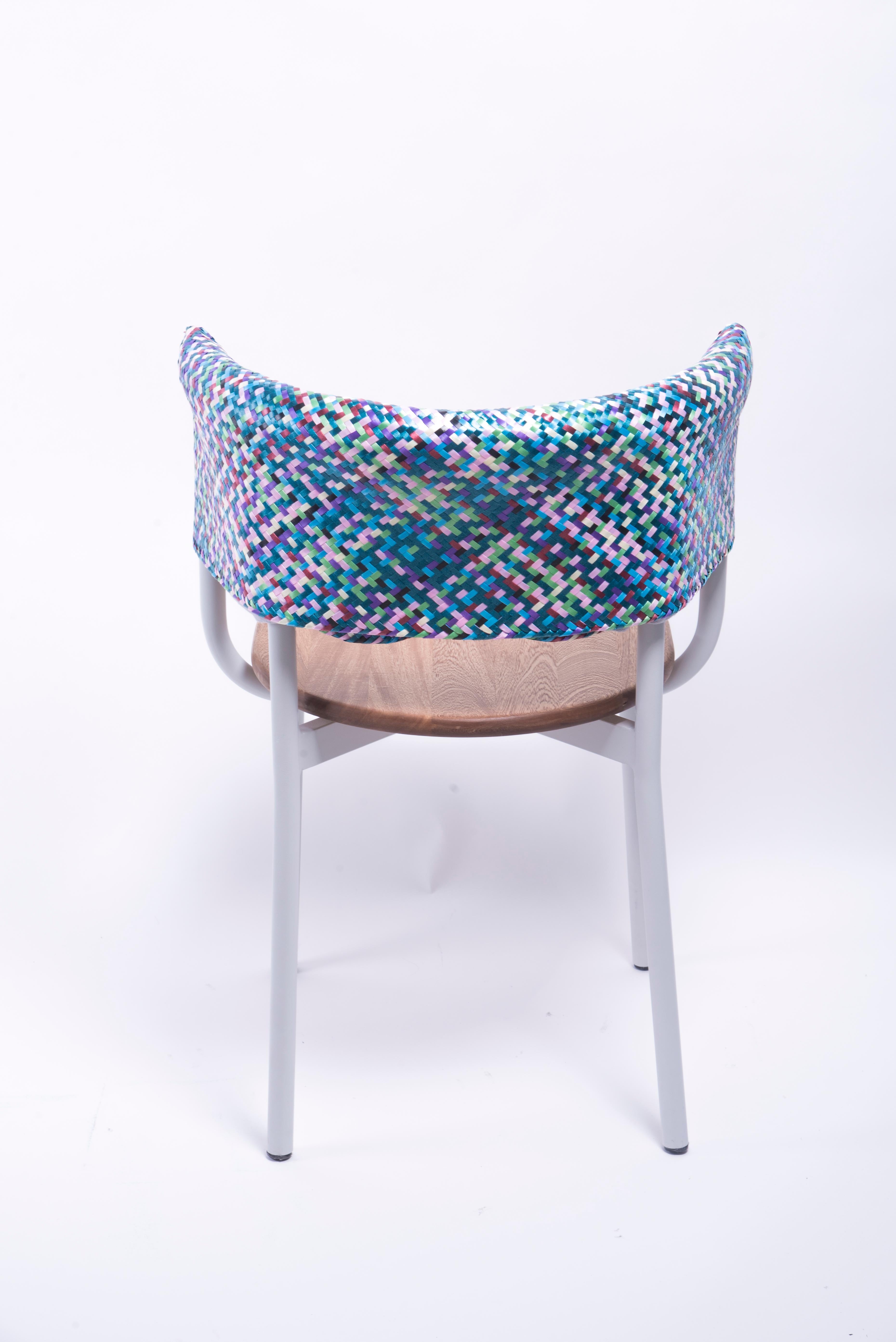 Mexican Outdoor Chair with Handmade Woven Synthetic Fiber For Sale