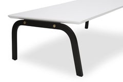 White Ribbon Outdoor Coffee Table with Legs Lacquered in Brown