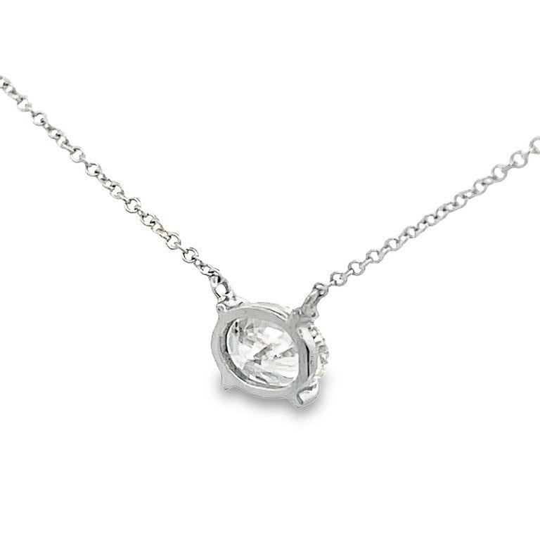 White Oval Diamond 1.04CT Pendant Necklace in 14K White Gold  In New Condition For Sale In New York, NY