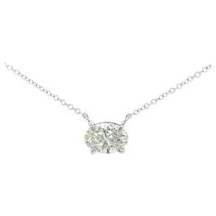 Collier à pendentif en or blanc 14 carats avec diamants ovales de 1,04 carat 