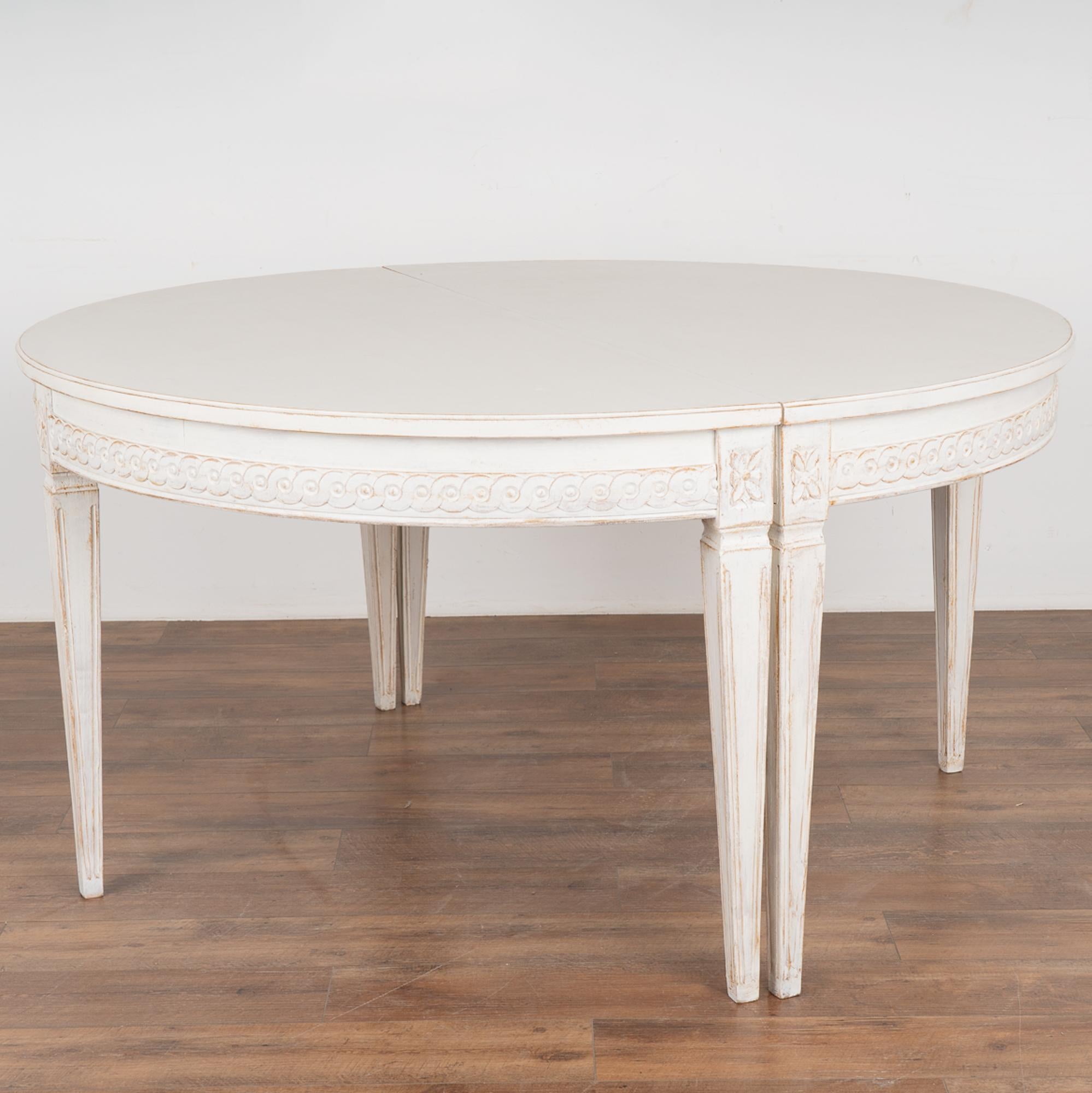 Gustavian White Oval Dining Table With Three Leaves, Sweden circa 1860-80 For Sale