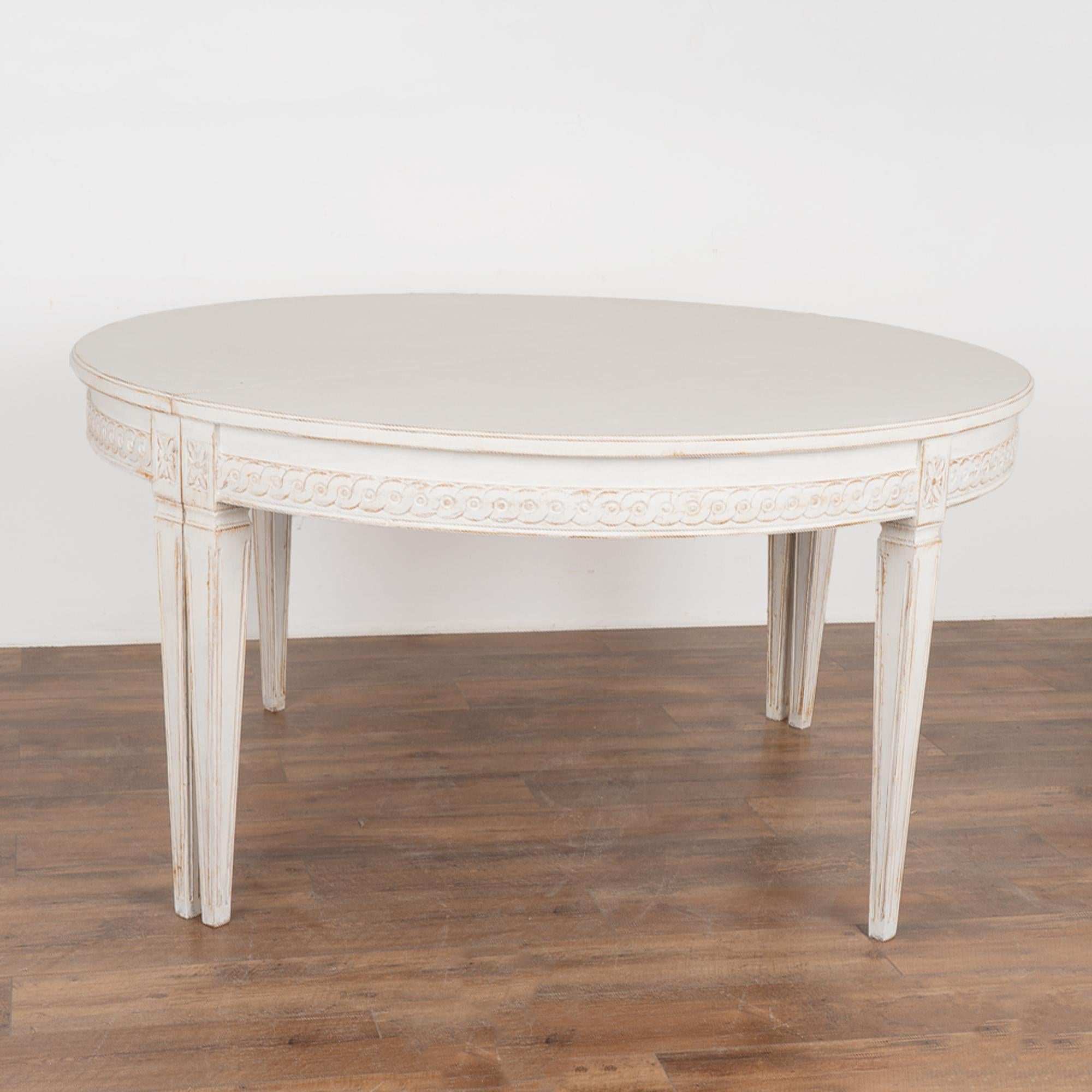 Swedish White Oval Dining Table With Three Leaves, Sweden circa 1860-80 For Sale