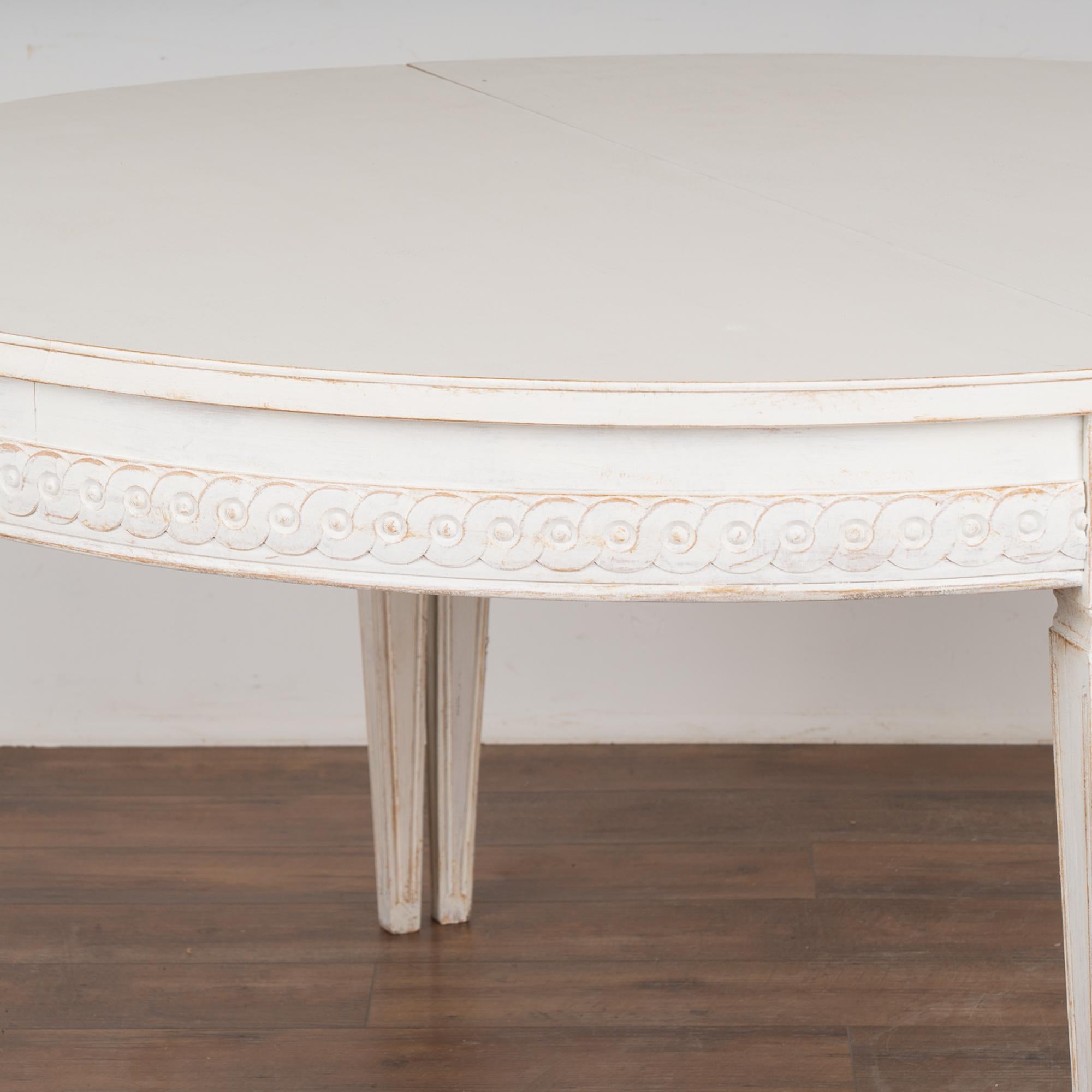 Wood White Oval Dining Table With Three Leaves, Sweden circa 1860-80 For Sale