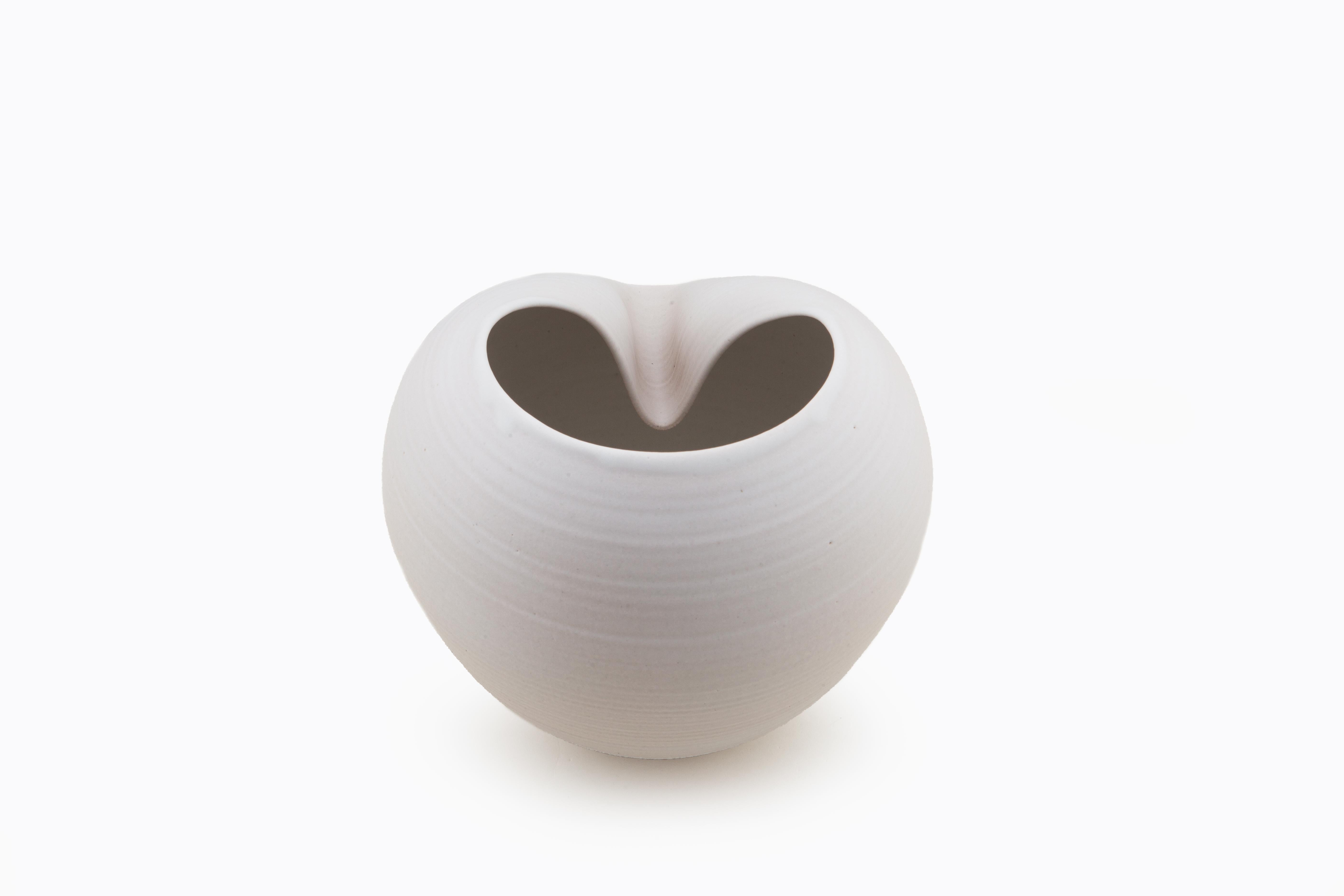 Organic Modern White Oval Form, Vase, Interior Sculpture or Vessel, Objet D'Art