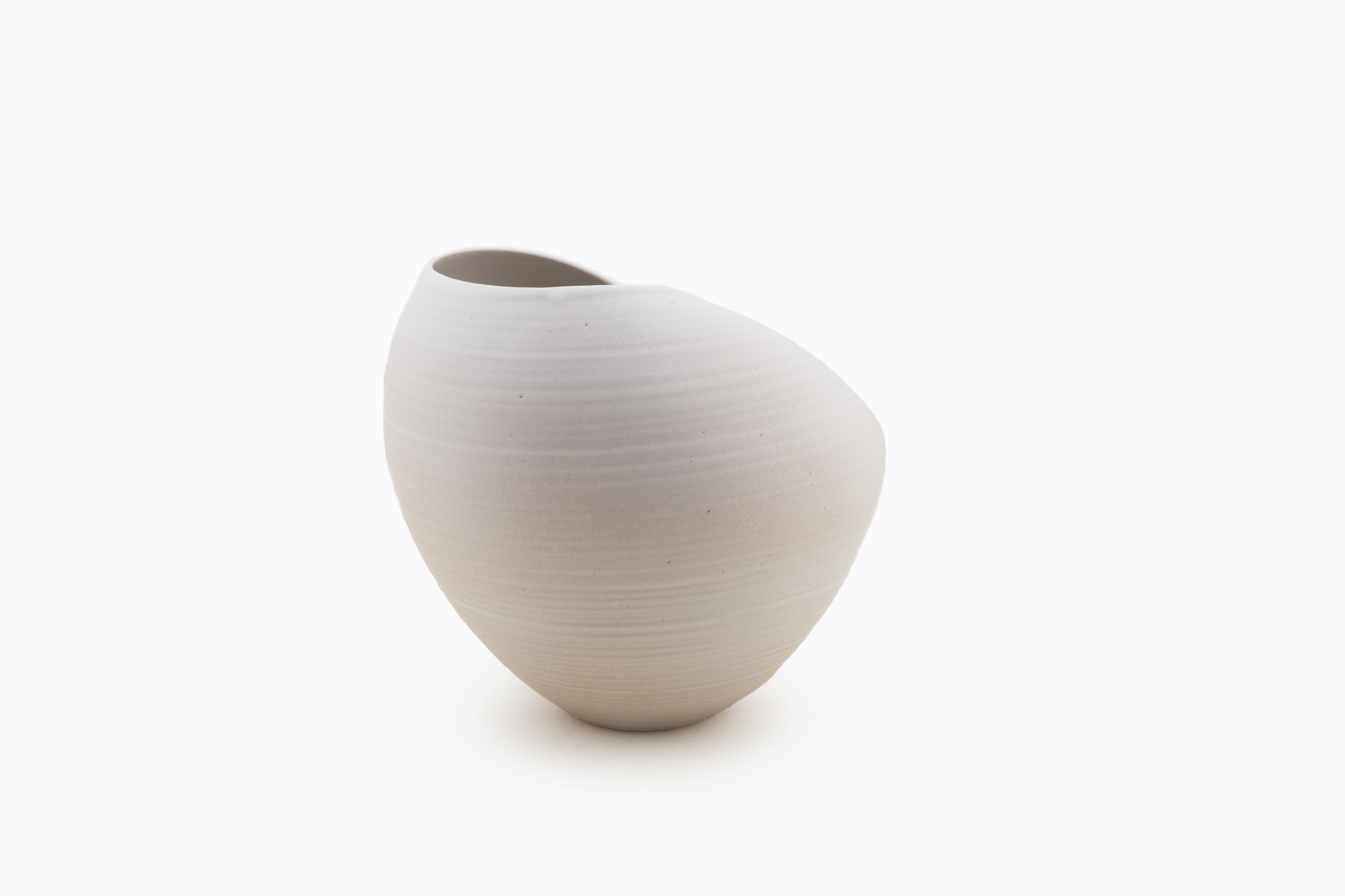 Spanish White Oval Form, Vase, Interior Sculpture or Vessel, Objet D'Art