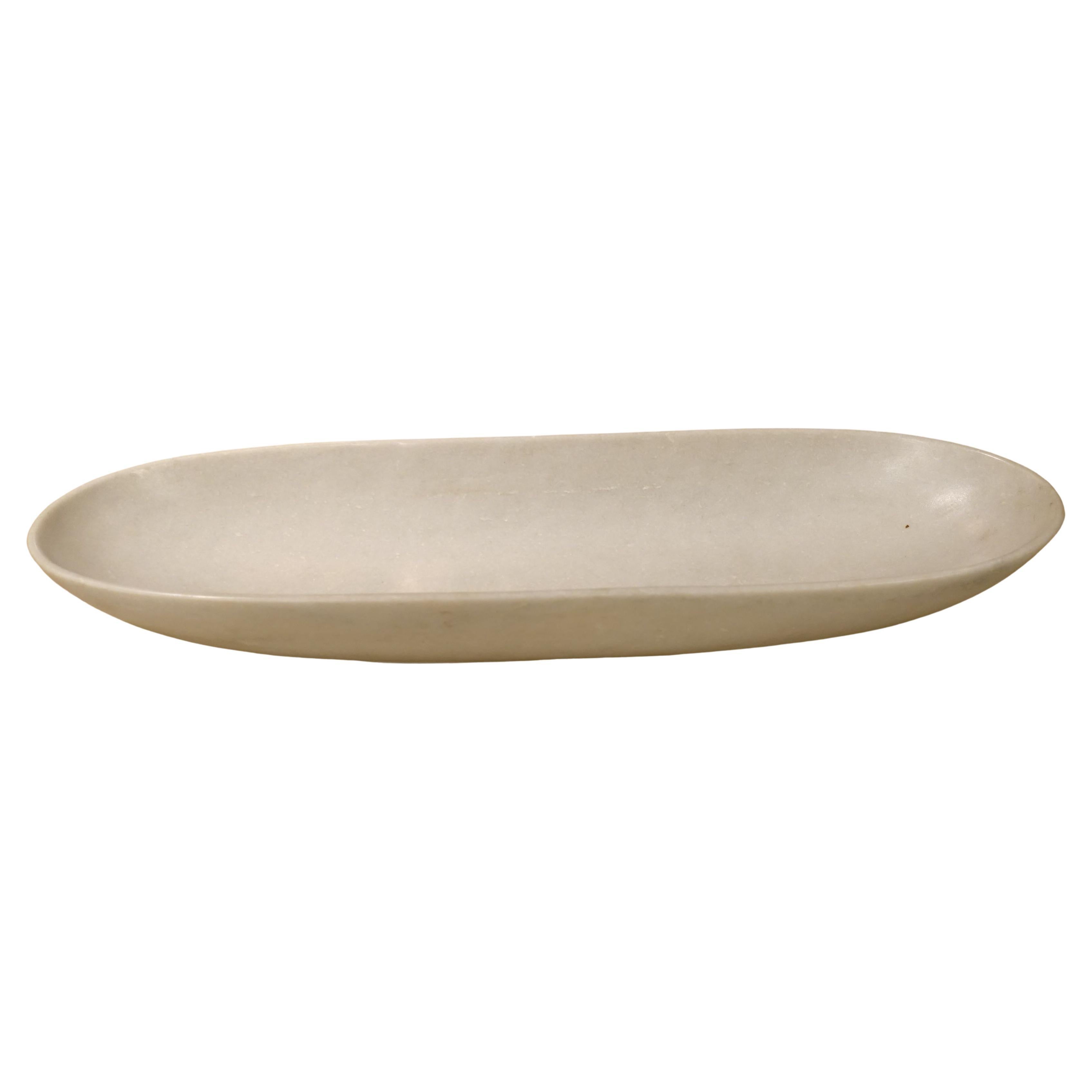 Plateau ovale en marbre blanc, Chine, Contemporary
