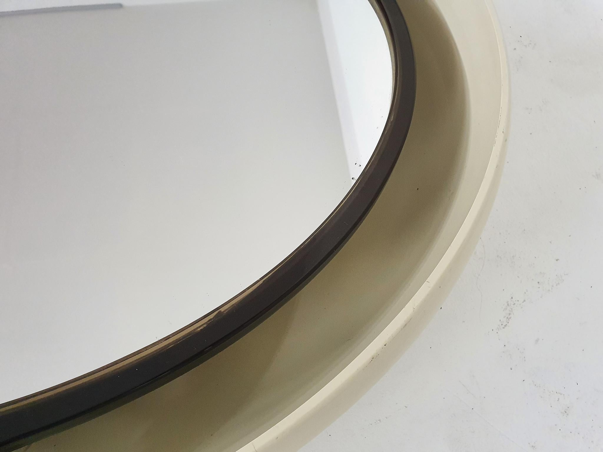 White Oval Space Age Mirror by Allibert, Germany 1970's 4
