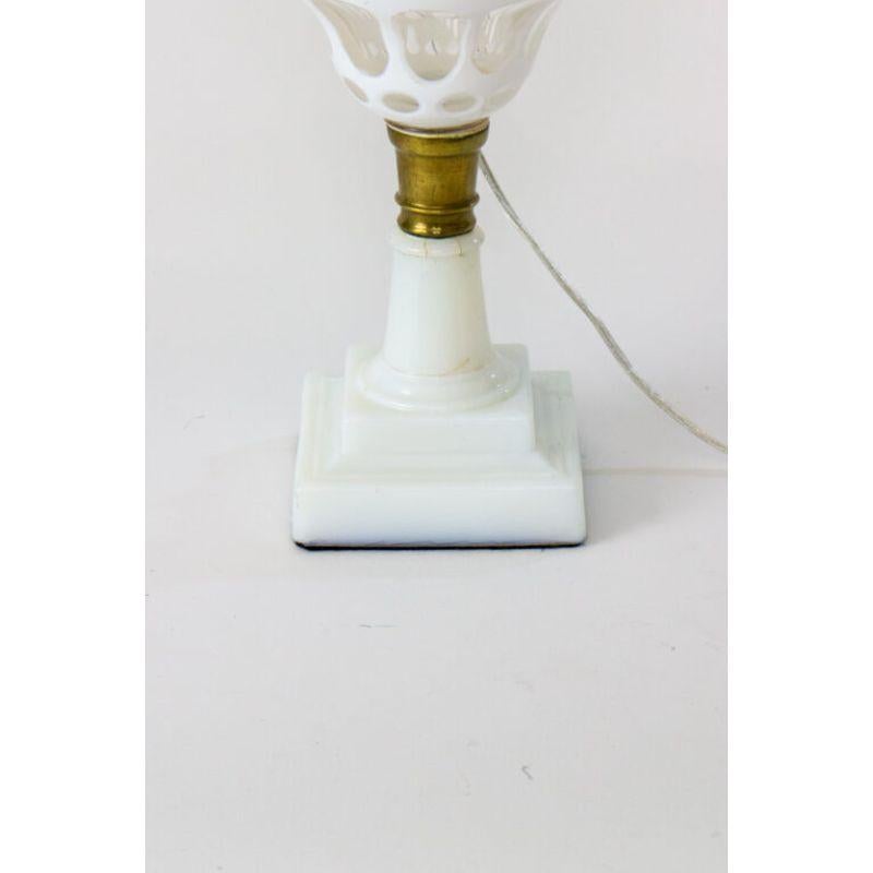 White Overlay Sandwich Glass Oil Lamp 1