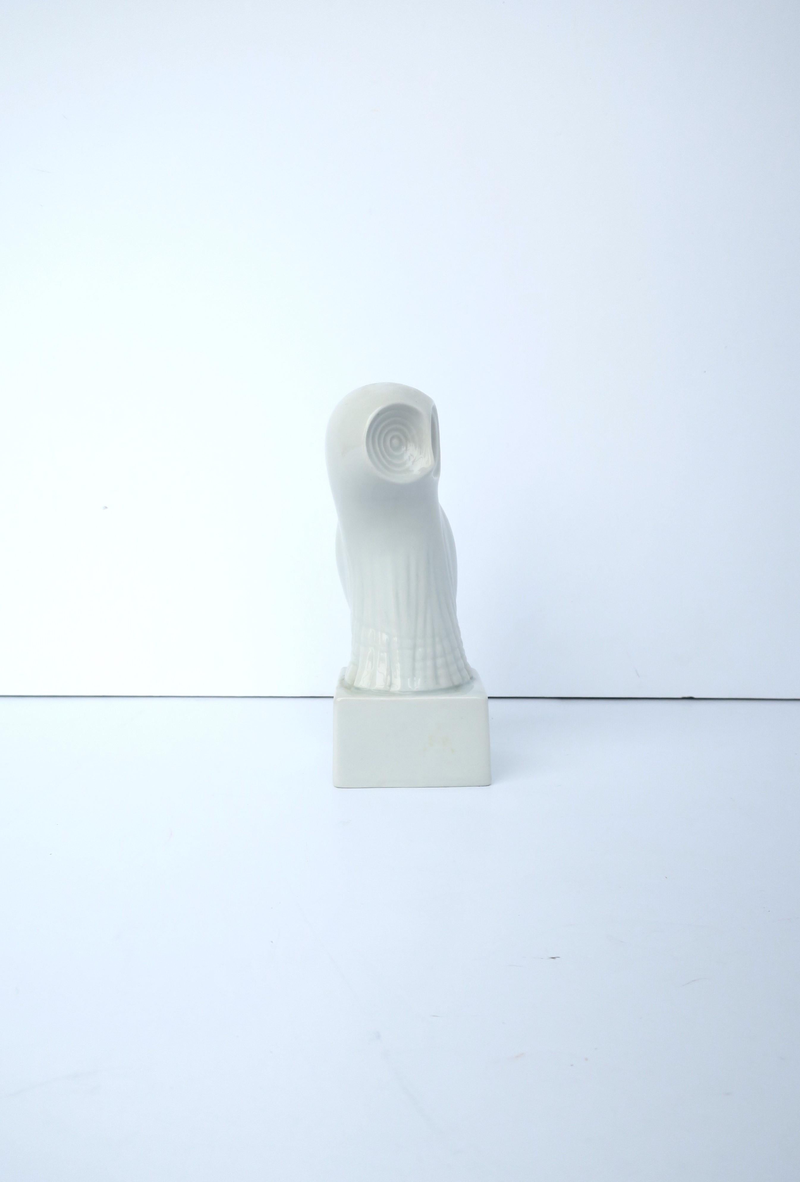White Owl Bird Porcelain Object Sculpture For Sale 1