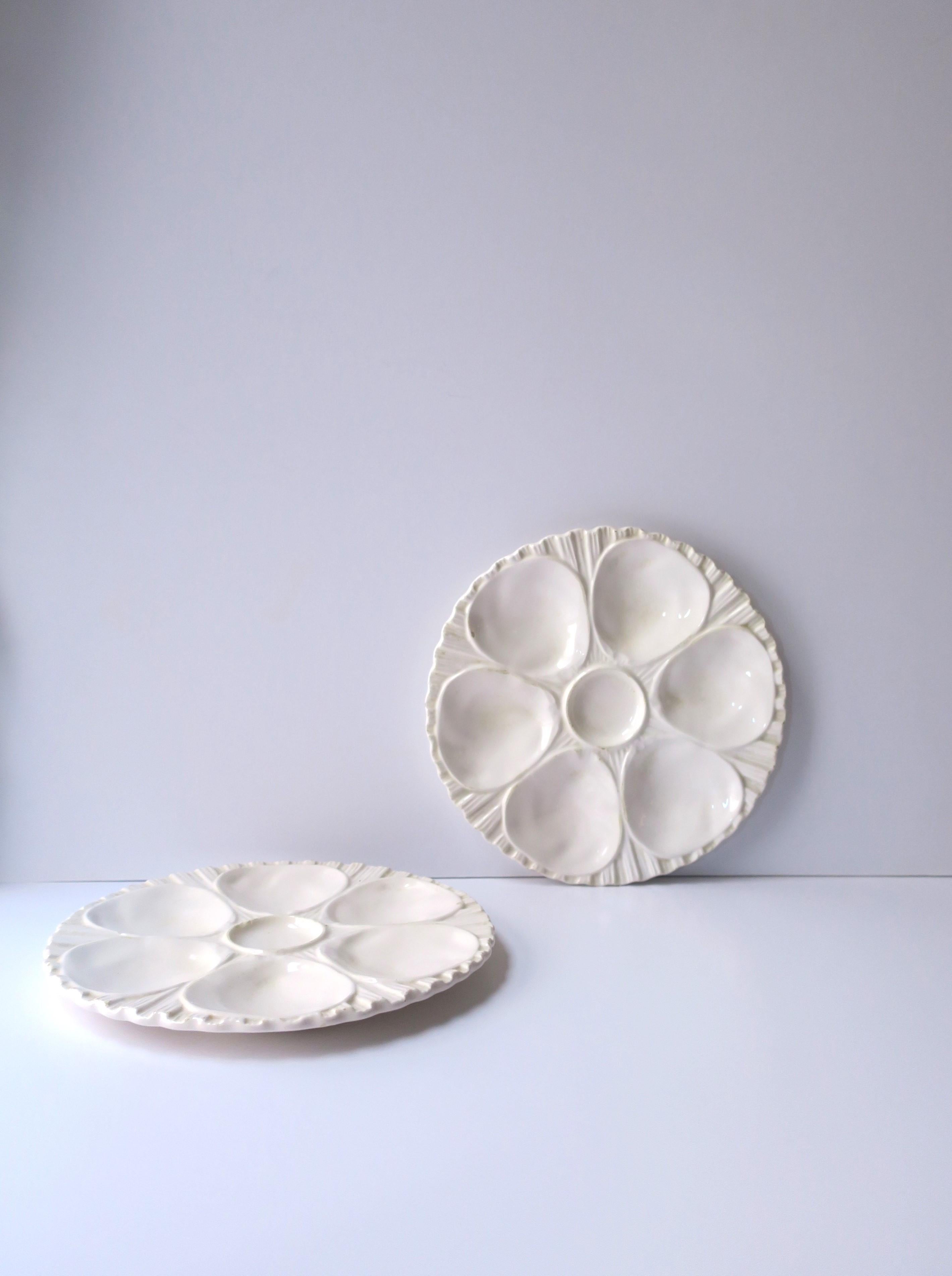 European White Oyster Plate, Pair For Sale