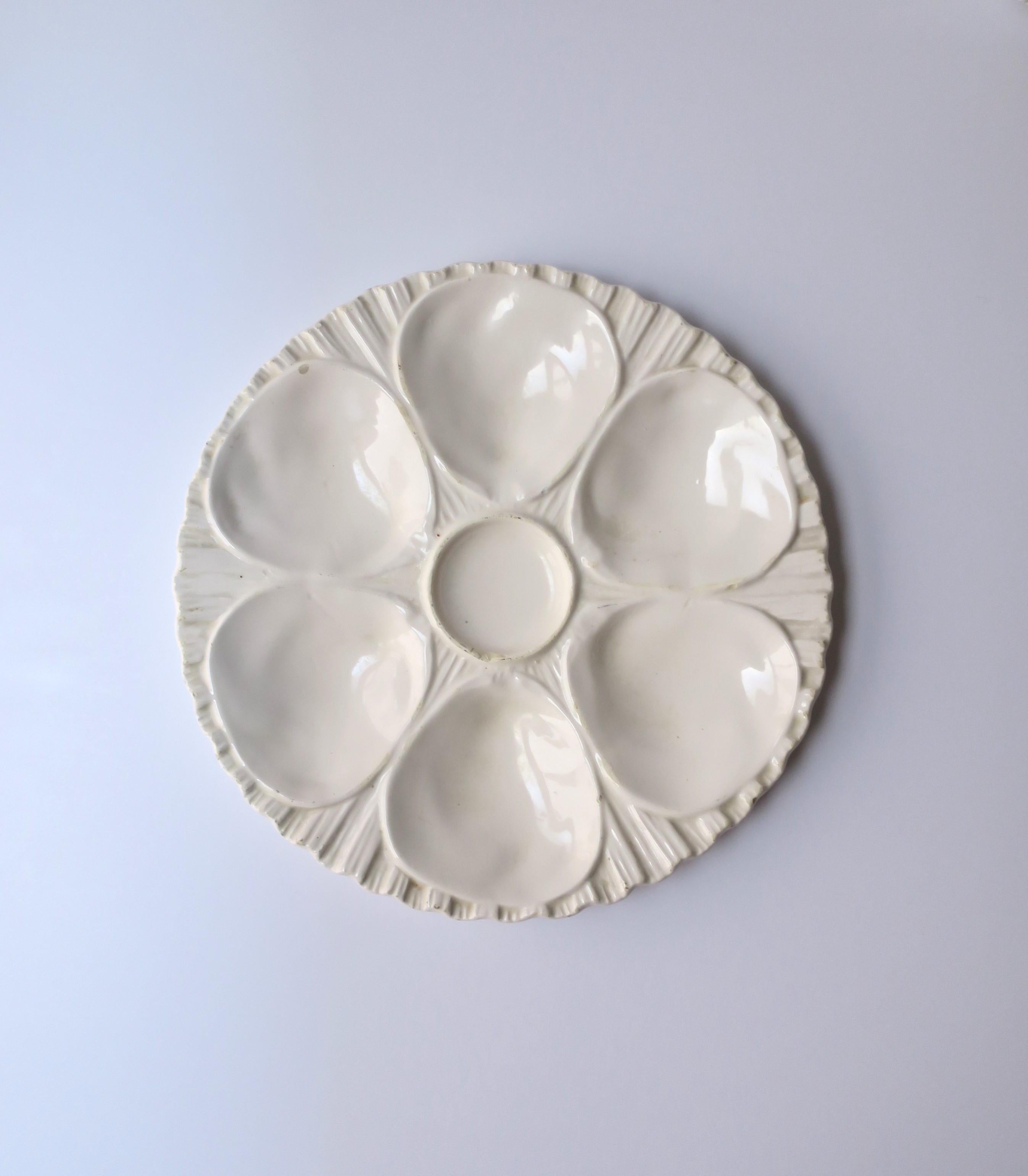 Glazed White Oyster Plate, Pair For Sale