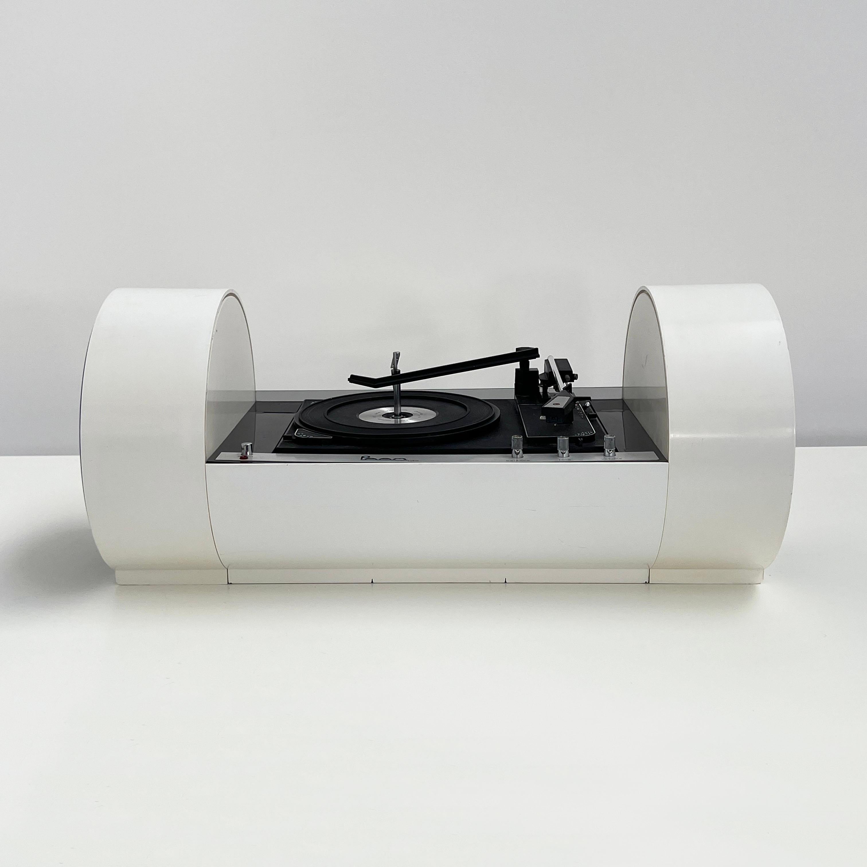 Space Age White PAAM Tube Turntable Stereo Console by Yonel Lebovici, 1968
