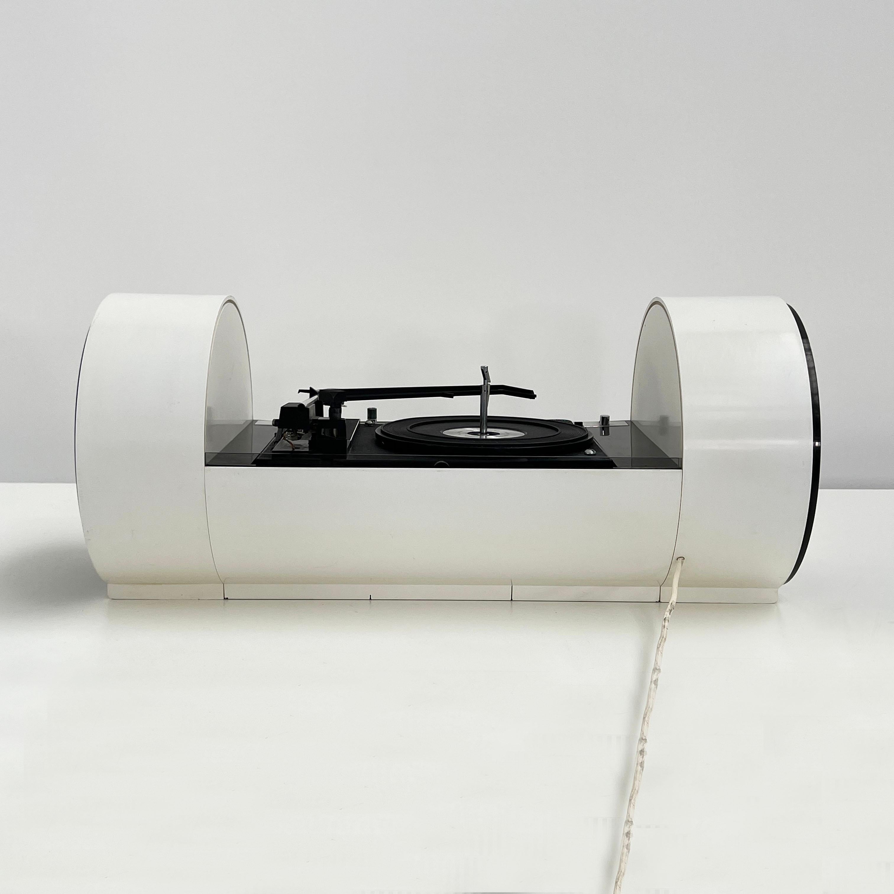 Mid-20th Century White PAAM Tube Turntable Stereo Console by Yonel Lebovici, 1968