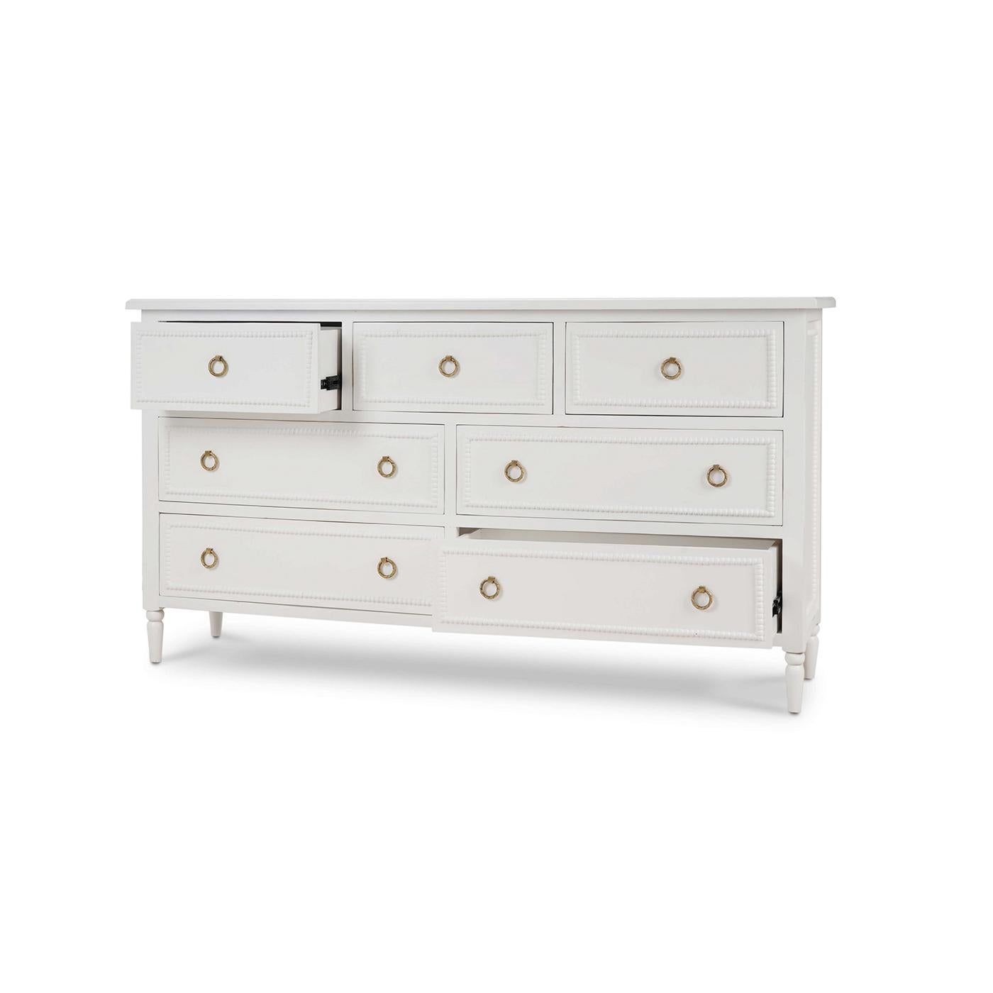 French Provincial White Painted Antique Dresser For Sale