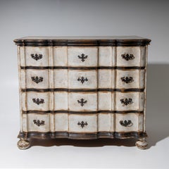 White-Painted Baroque Chest of Drawers, 18th Century