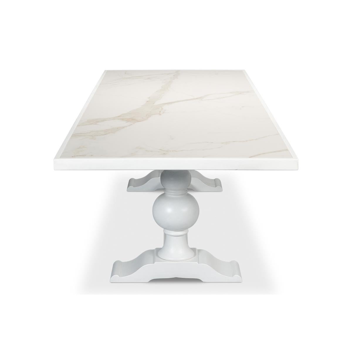 Contemporary White Painted Baroque Style Dining Table For Sale