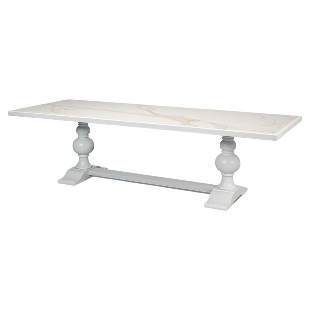 White Painted Baroque Style Dining Table For Sale