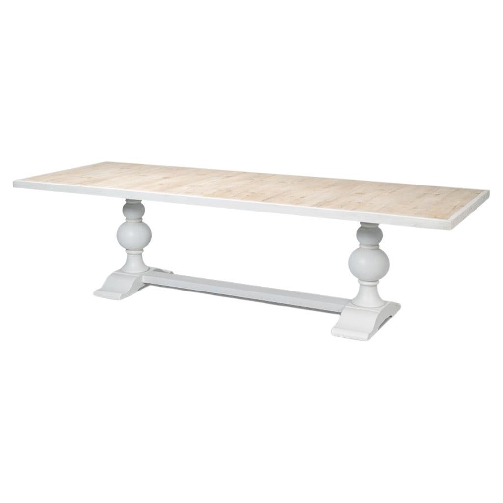White Painted Baroque Style Wooden Dining Table For Sale