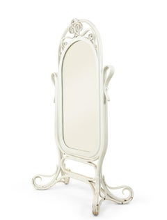 Specchio da terra in legno curvato bianco del XX secolo, in stile Michael Thonet