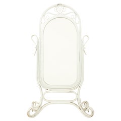 White Painted Bentwood Cheval Mirror 'Manner of Michael Thonet'