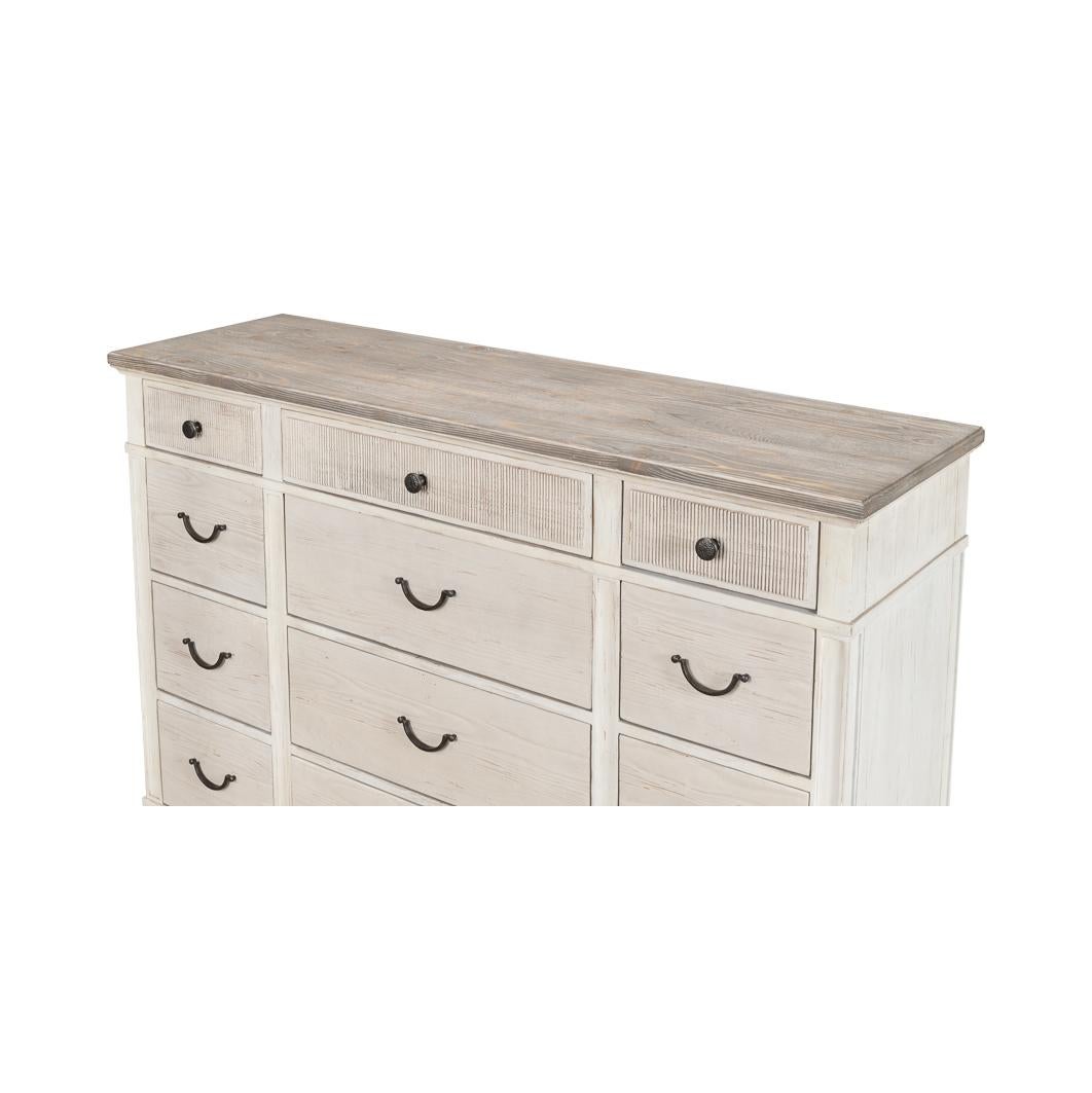 Asian White Painted Bungalow Dresser For Sale