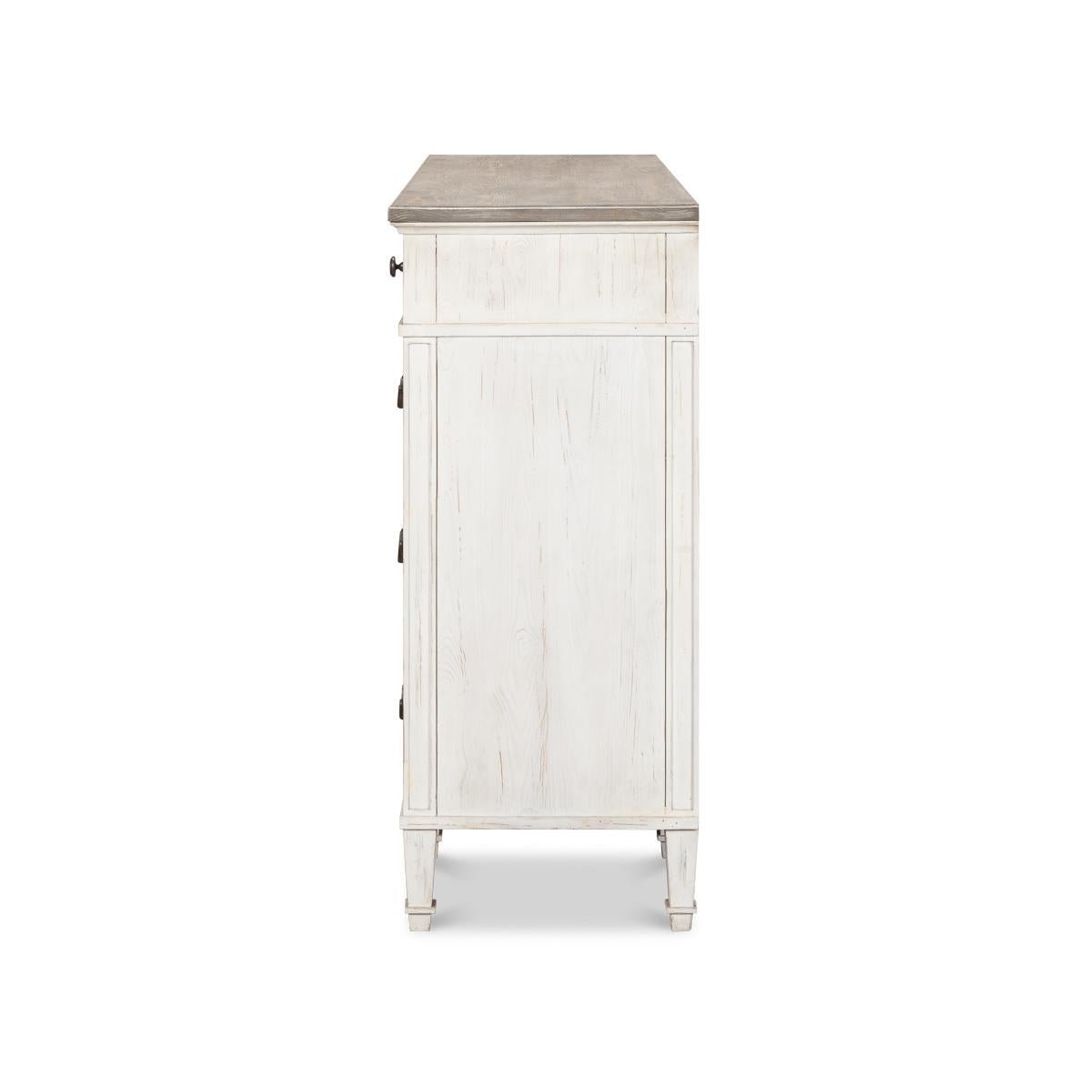 Wood White Painted Bungalow Dresser For Sale